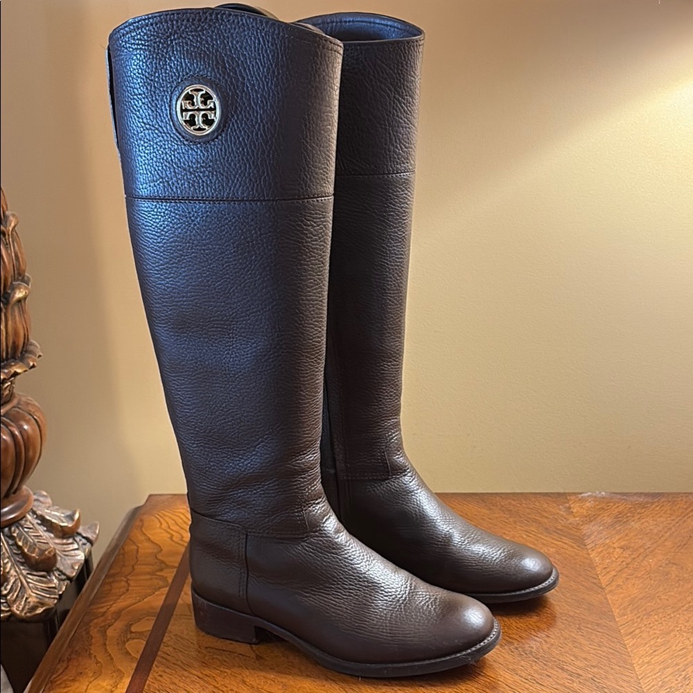 Tory Burch Brown Leather Riding Boots